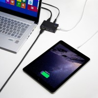 充電も同期も楽々　サンワのUSB3.0対応4ポートハブ「USB-3HCA410BK」