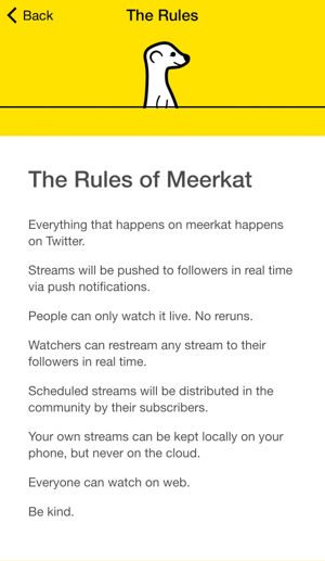 Twitterを介して簡単にライブストリーミングできる「Meerkat」がシンプルで面白い♪