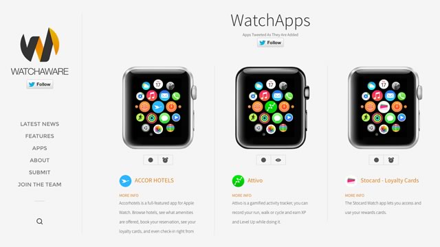 動画でApple Watchのアプリが紹介されているサイト「WatchAware」