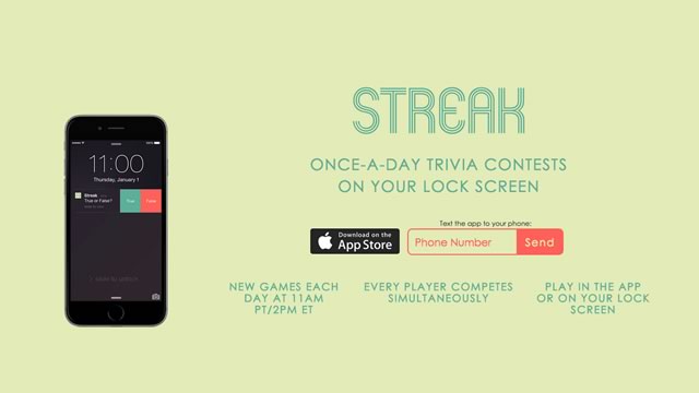 iPhoneのロック画面からクイズに参加できるアプリ「STREAK」