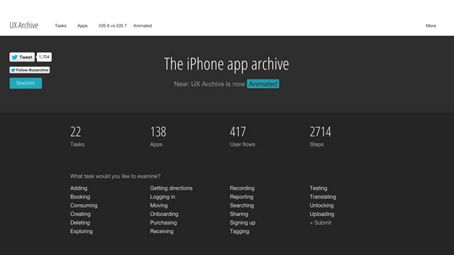 iOSアプリの様々なUXを比較できるサイト「UX Archive」