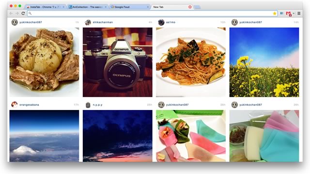 Google Chromeの新しいタブにInstagramの写真を表示できる拡張機能「InstaTab」