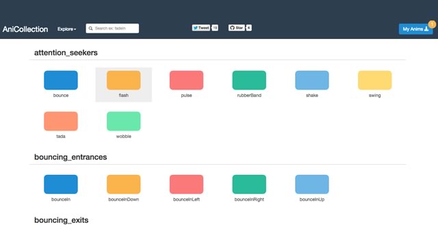 CSS3を使ったアニメーションを70種類以上ダウンロードできるサイト「AniCollection」