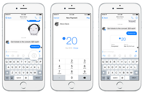 Facebook、メッセンジャーで送金可能な新サービス「Messenger Payment」開始