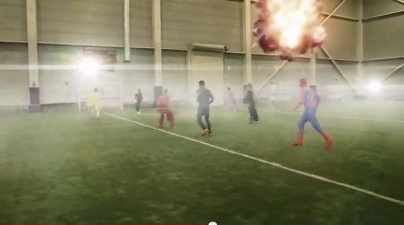 スーパーヒーローたちが必殺技を繰り出し何でもアリなサッカーをする動画 / 最後はあの魔法使いが…