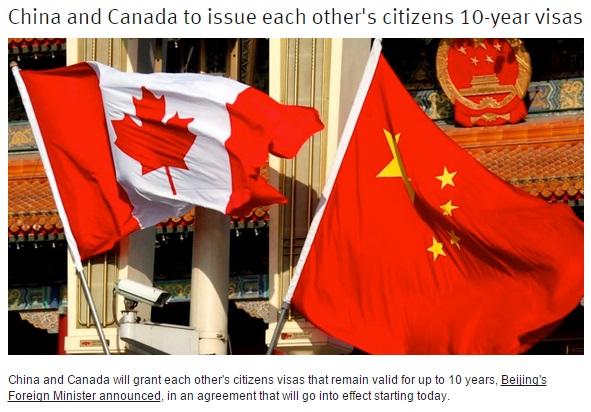 カナダ政府、「熱烈歓迎」で中国人に10年ビザ発給を決定。