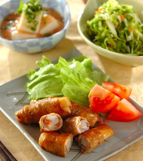 今日の献立は「長芋の豚肉梅ロール」