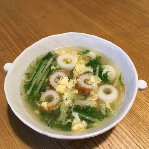 ちくわと水菜のかき玉スープ レシピ 作り方 E レシピ 料理のプロが作る簡単レシピ