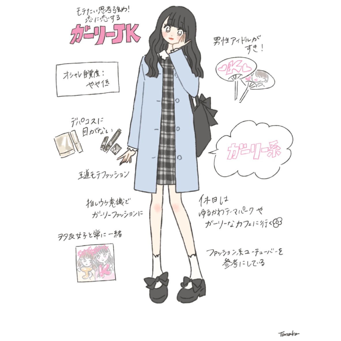 元の中学生 おしゃれ 女の子 服 イラスト 人気のファッションスタイル