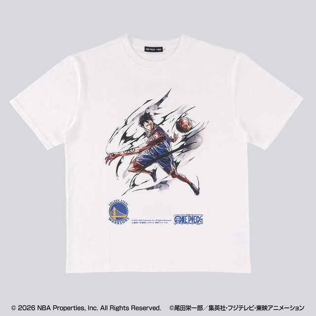 【新品未使用】ONE PIECE × NBA Tシャツ / ルフィ ルフィの反則級のボール捌き…ローのビハインドパスはクールすぎ