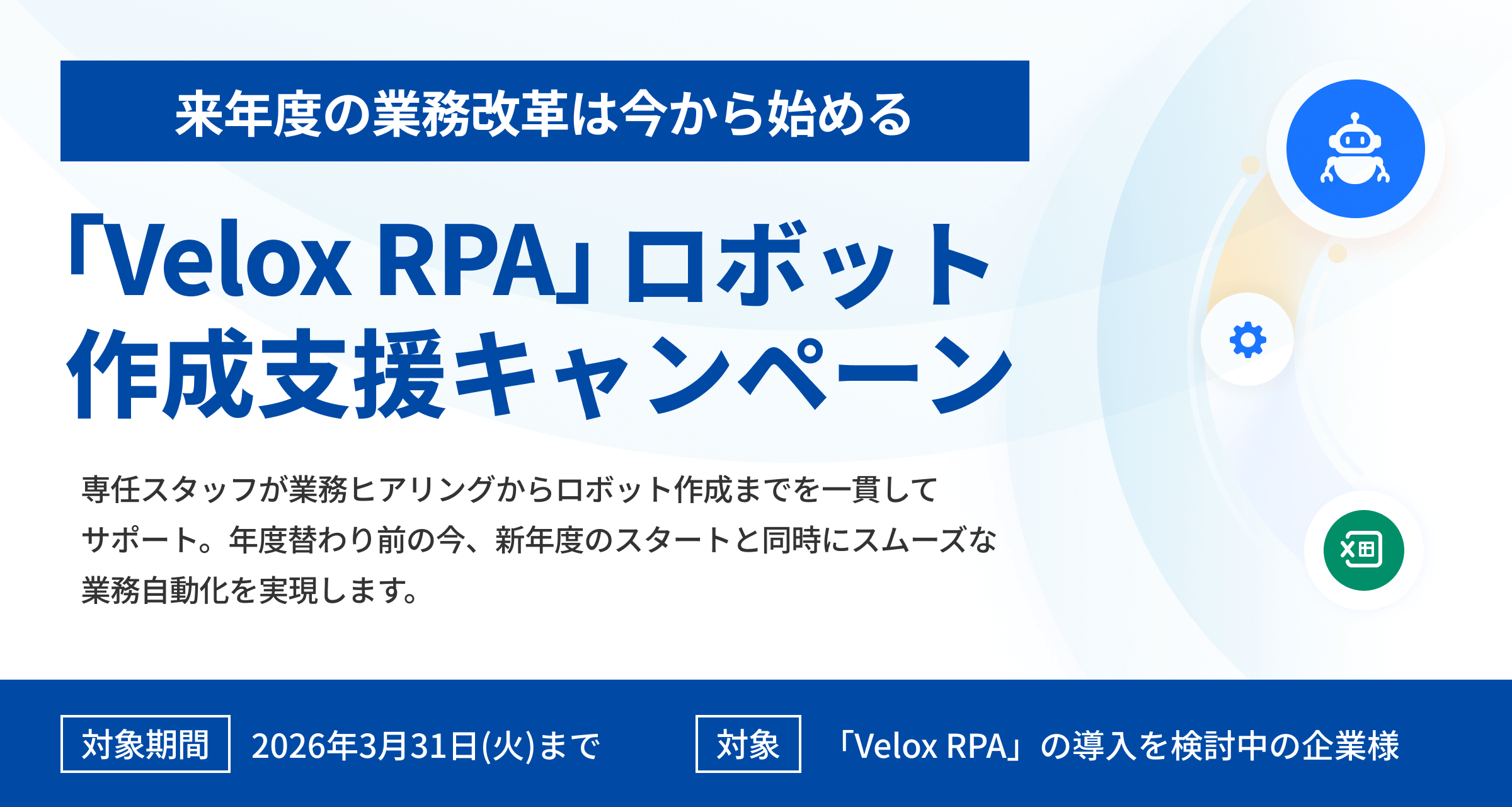 3月末までの期間限定】 新年度の業務改革を今から準備！「Velox RPA」ロボット作成支援キャンペーンを実施 - エキサイトニュース
