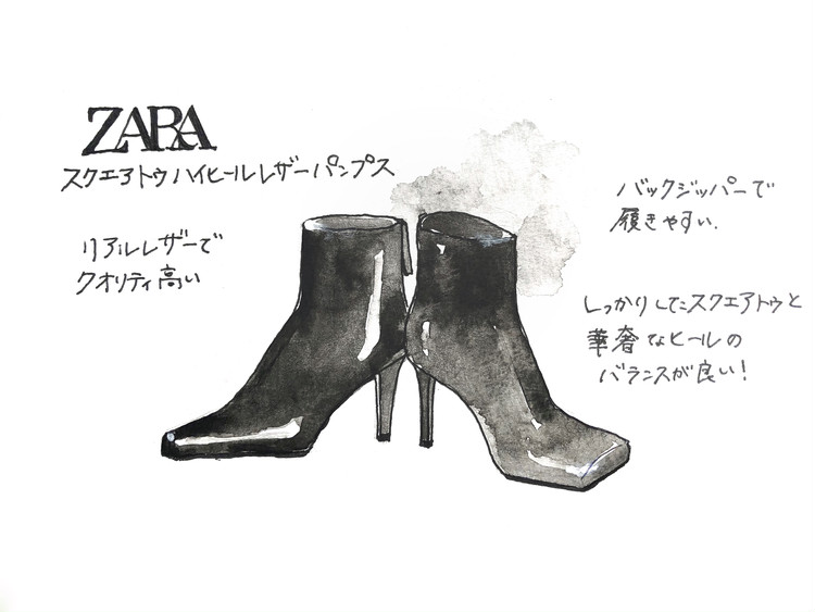 在庫品/即発送 ZARA ジップ付きハイヒールレザーアンクルブーツ ブーツ