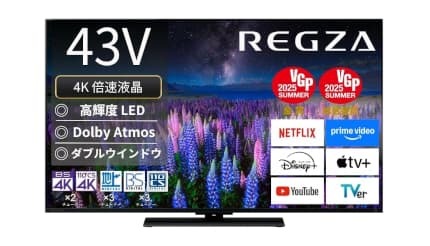 REGZA「43Z670R」が売れてる！ 4Kテレビ人気ランキングTOP10 2026/4/5 