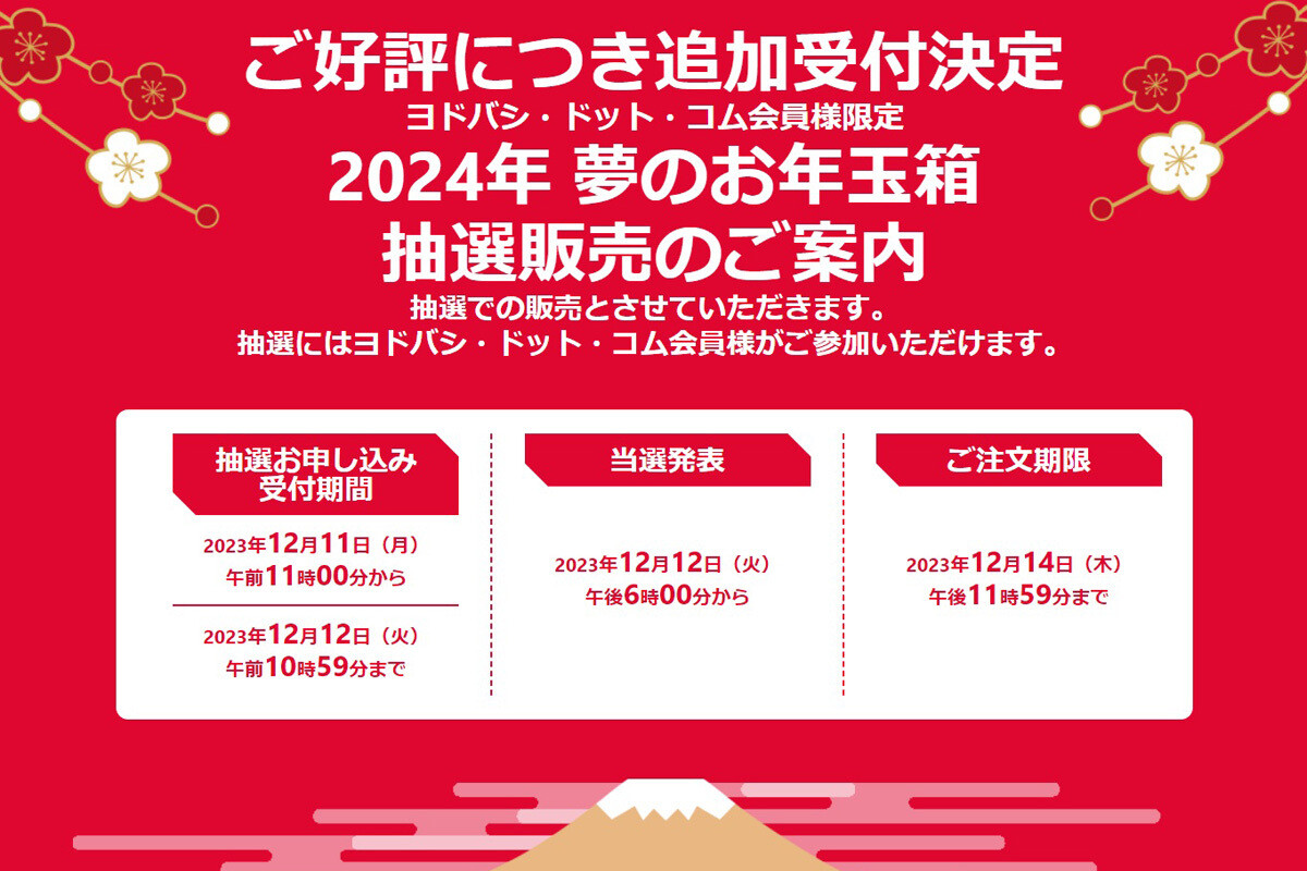 ヨドバシ「夢のお年玉箱」2024年版、追加抽選スタート！ 12月12日10時 ...