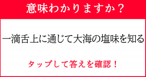 論破に使えることわざ 一滴舌上に通じて大海の塩味を知る 21年7月5日 エキサイトニュース