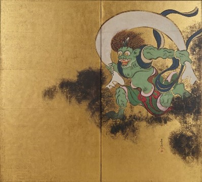 羽田空港国際線エリアで日本文化を紹介高精細複製品「風神雷神図・夏秋