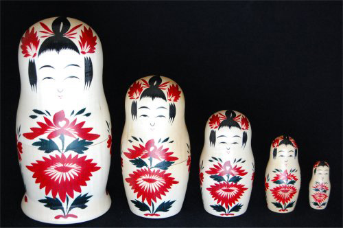 鳴子こけしとロシアの民芸品が融合「鳴子縁起マトリョーシカ