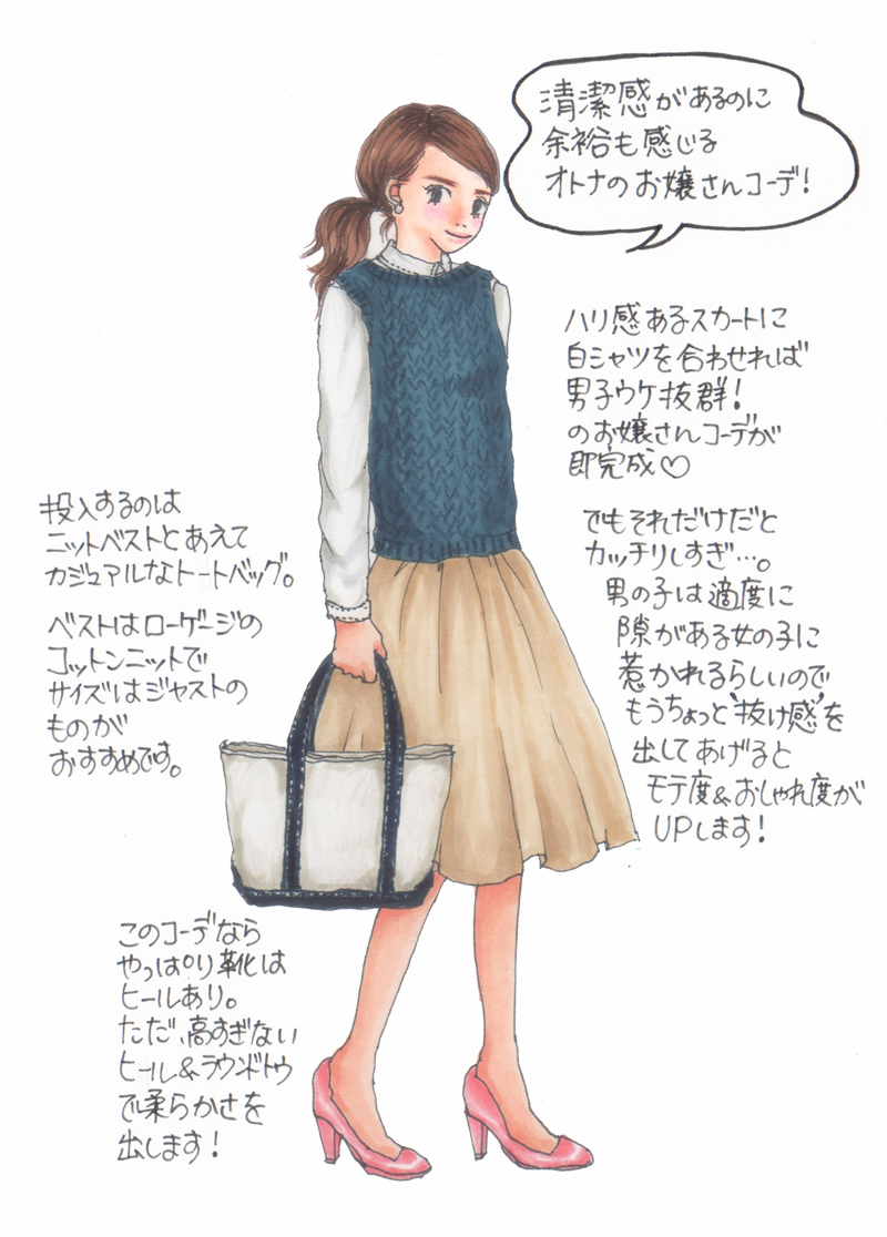 隙がある女がモテる 上品なのに遊びもわかるオトナ女子の白シャツ着こなし イラスト ローリエプレス