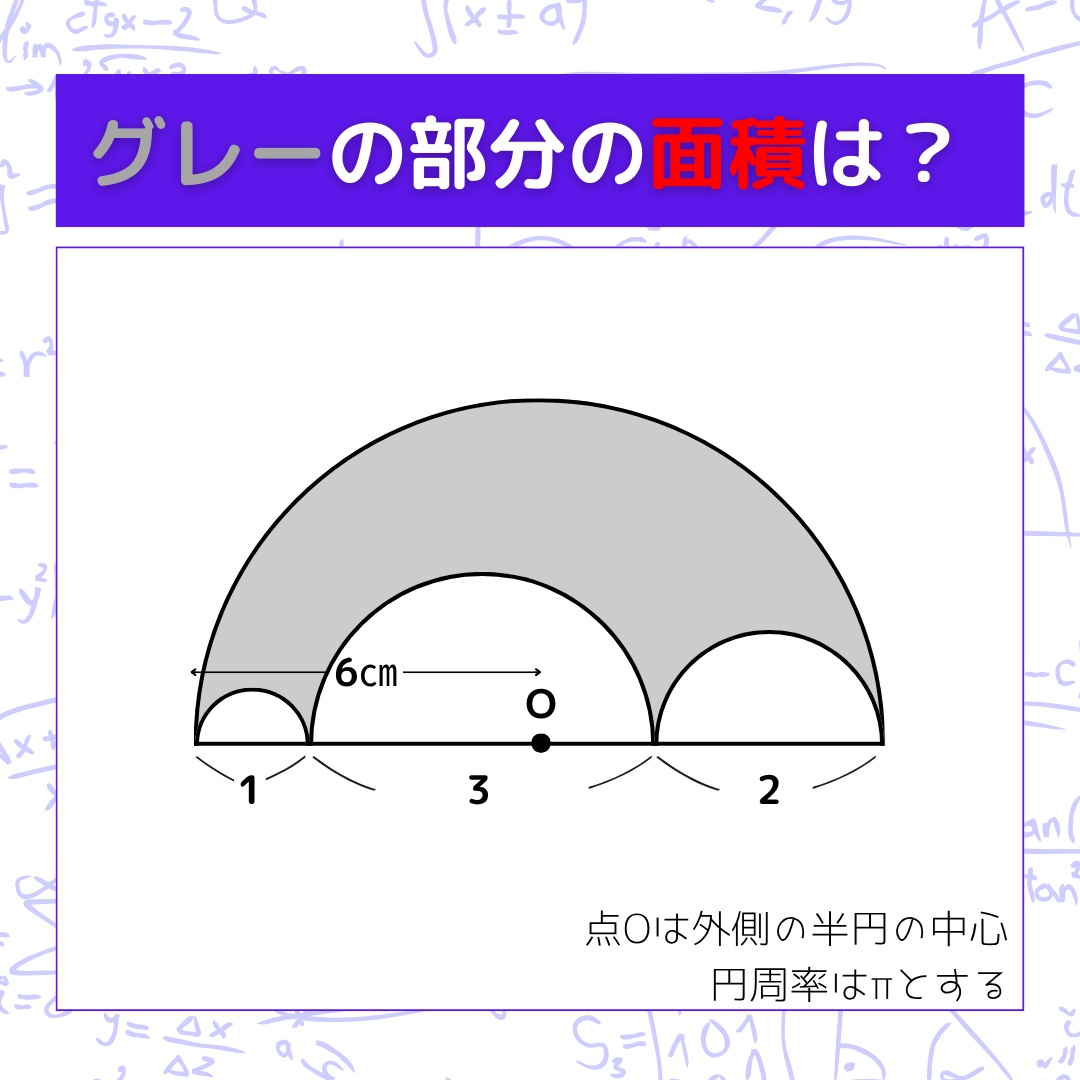 【図形問題】グレーの部分の面積を求めよ！＜Vol.1564＞