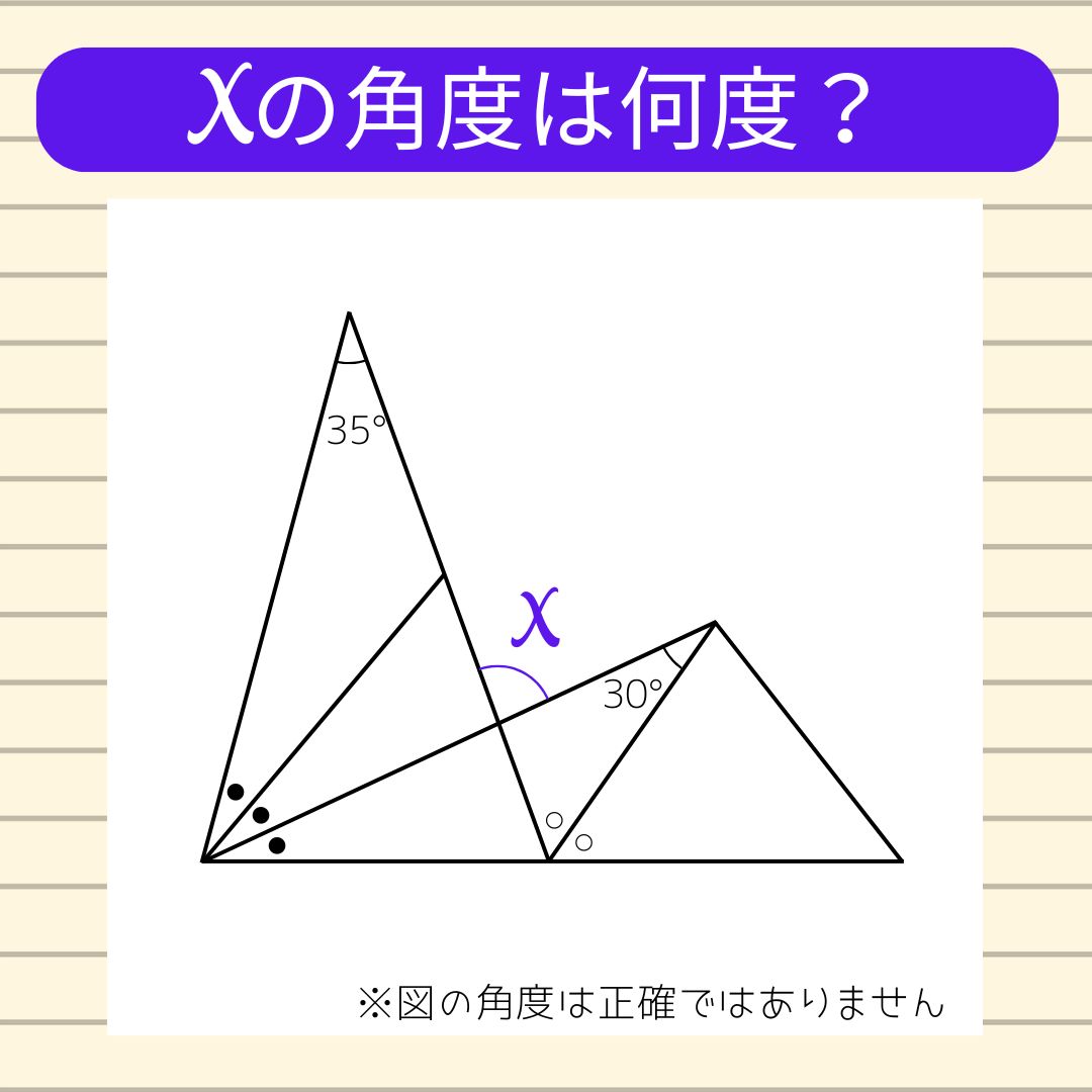 【角度当てクイズ Vol.2180】xの角度は何度？