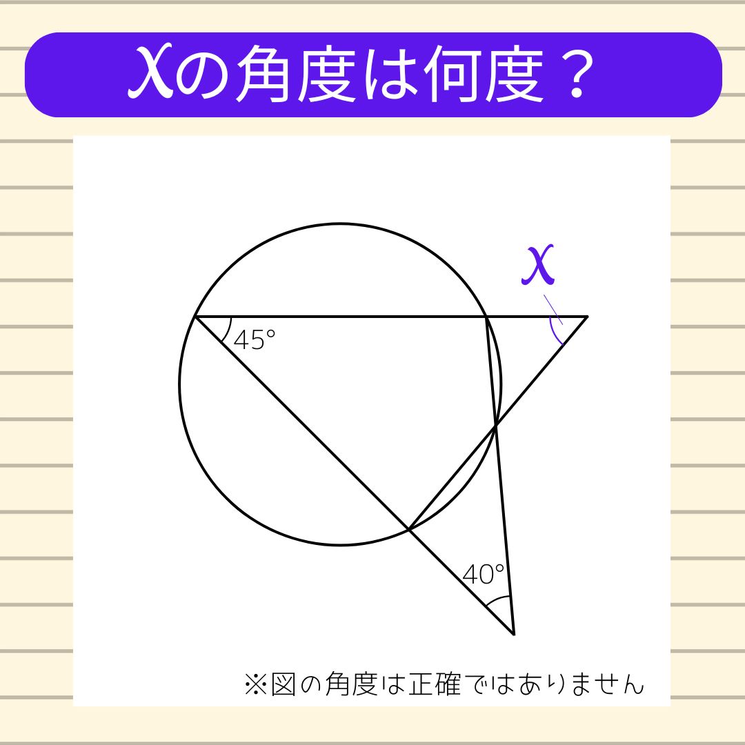 【角度当てクイズ Vol.851】xの角度は何度？
