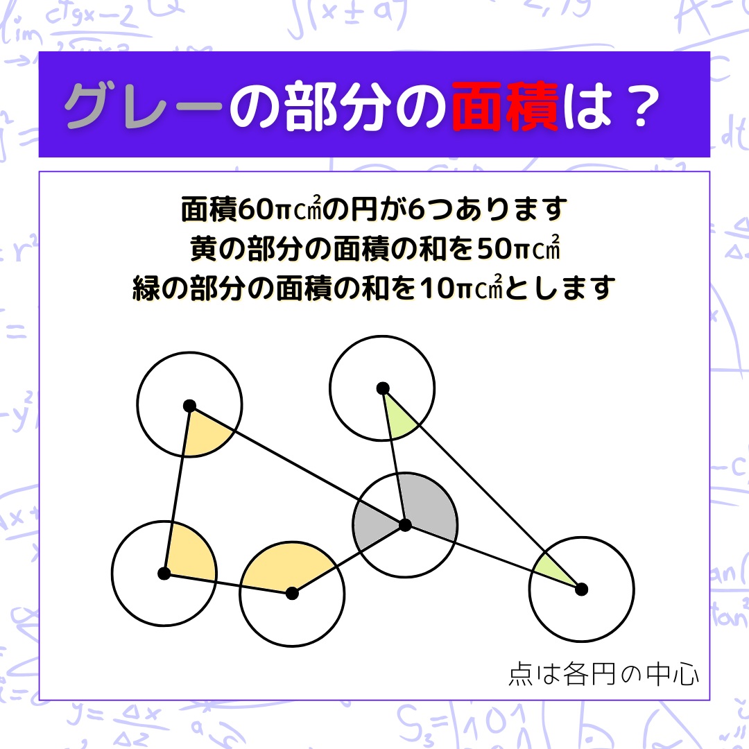 【図形問題】グレーの部分の面積を求めよ！＜Vol.1562＞