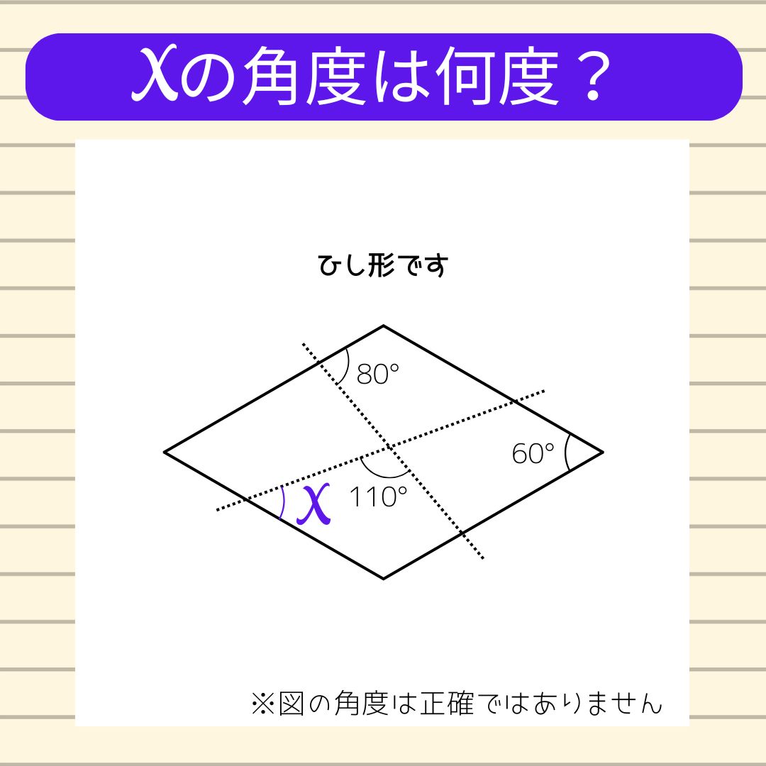 【角度当てクイズ Vol.2266】xの角度は何度？