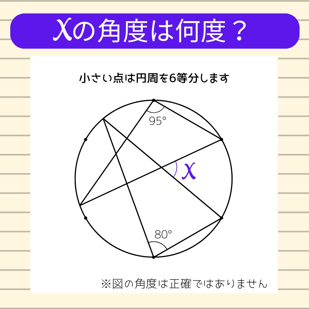 【角度当てクイズ Vol.2070】xの角度は何度？