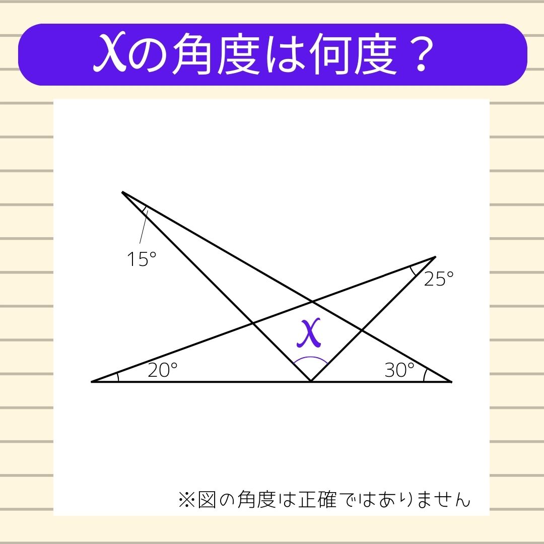 【角度当てクイズ Vol.328】xの角度は何度？