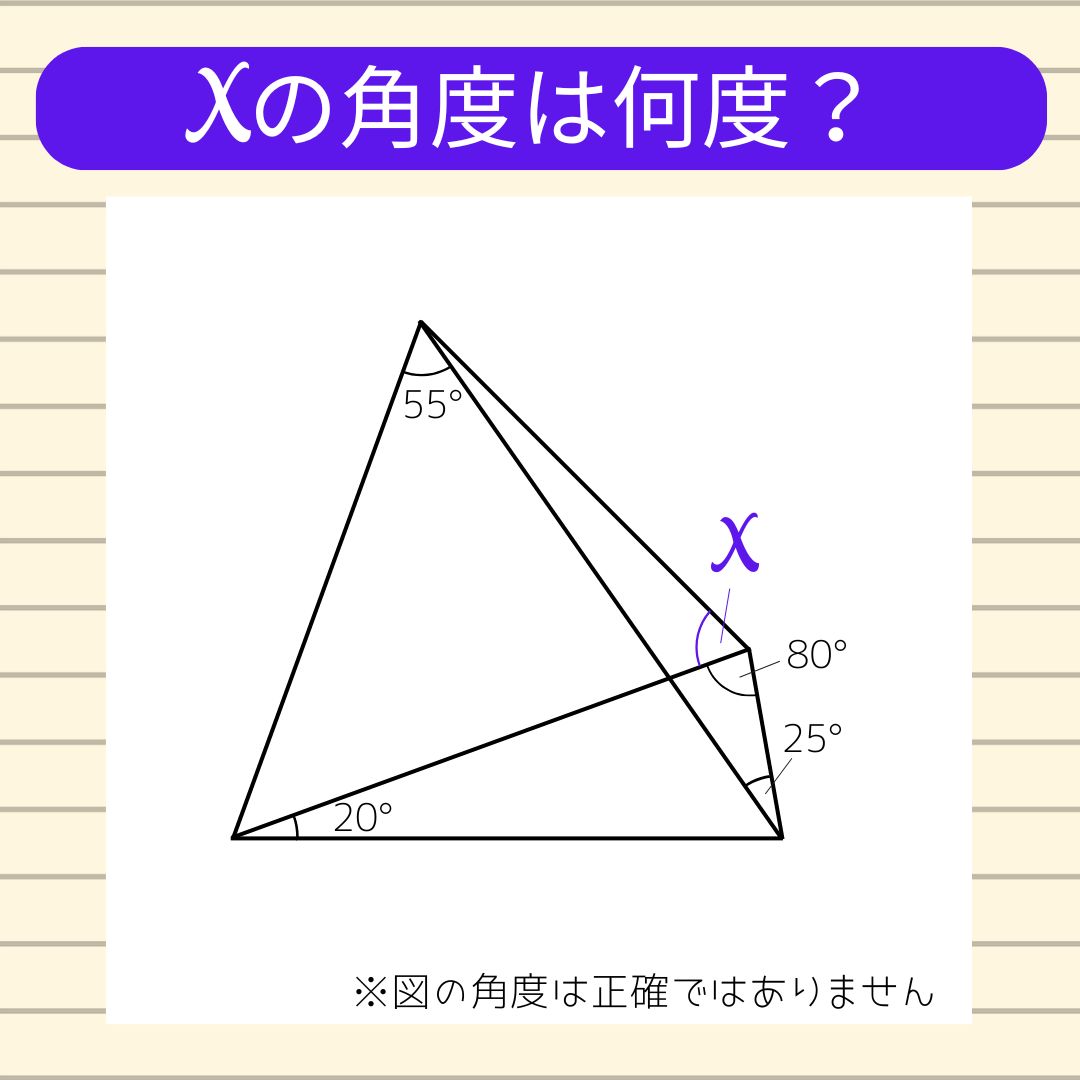 【角度当てクイズ Vol.2276】xの角度は何度？