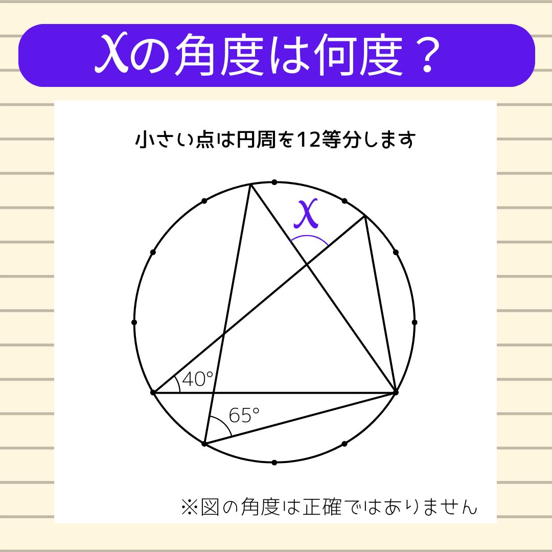 【角度当てクイズ Vol.2052】xの角度は何度？