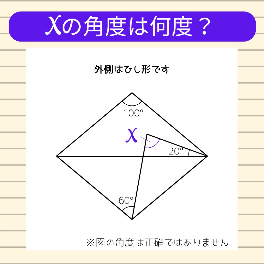 【角度当てクイズ Vol.1802】xの角度は何度？