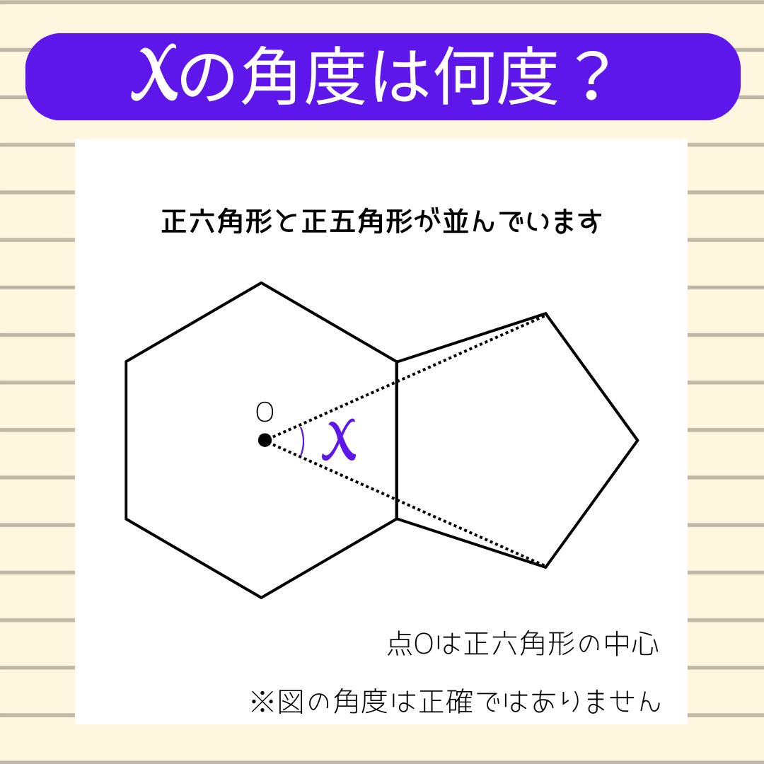 【角度当てクイズ Vol.2166】xの角度は何度？