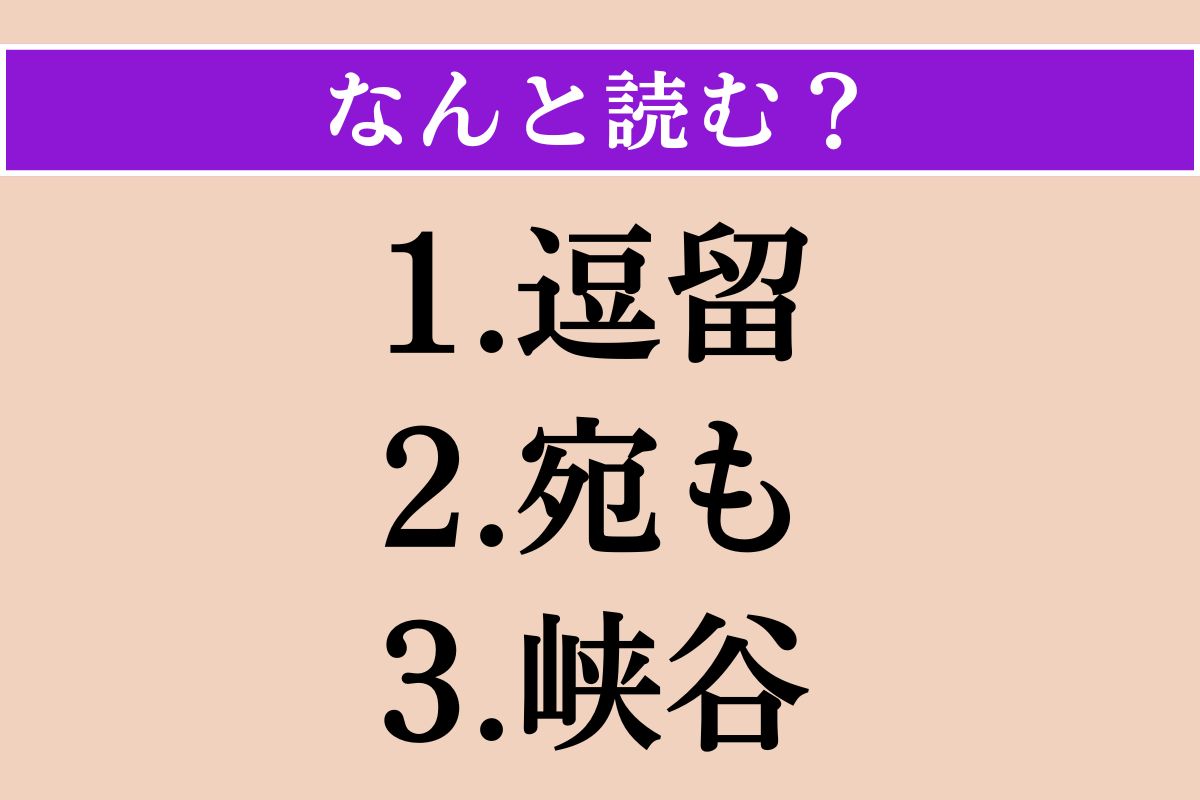 【難読漢字】「逗留」「宛も」「峡谷」読める？