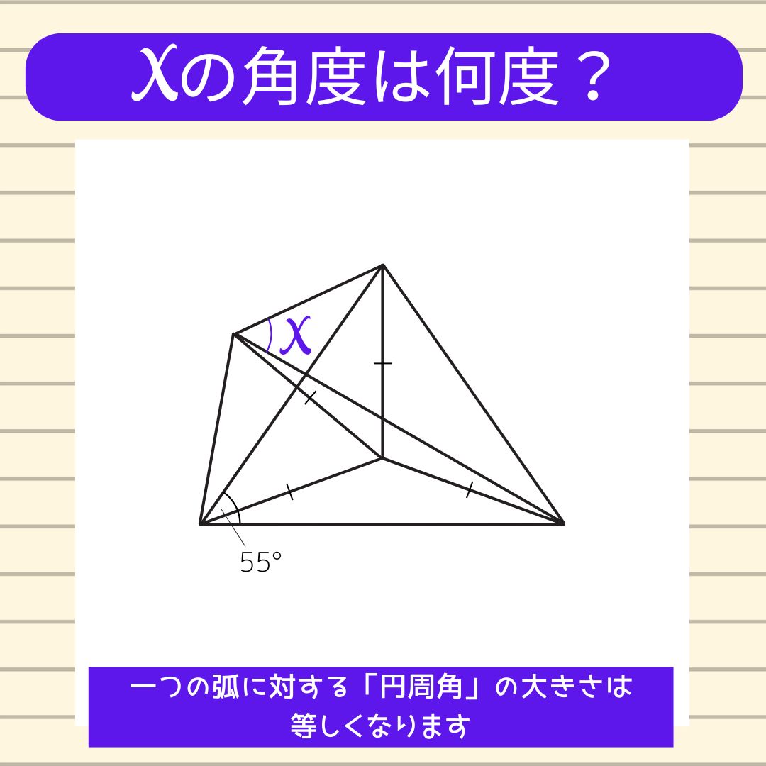 【角度当てクイズ Vol.2386】xの角度は何度？