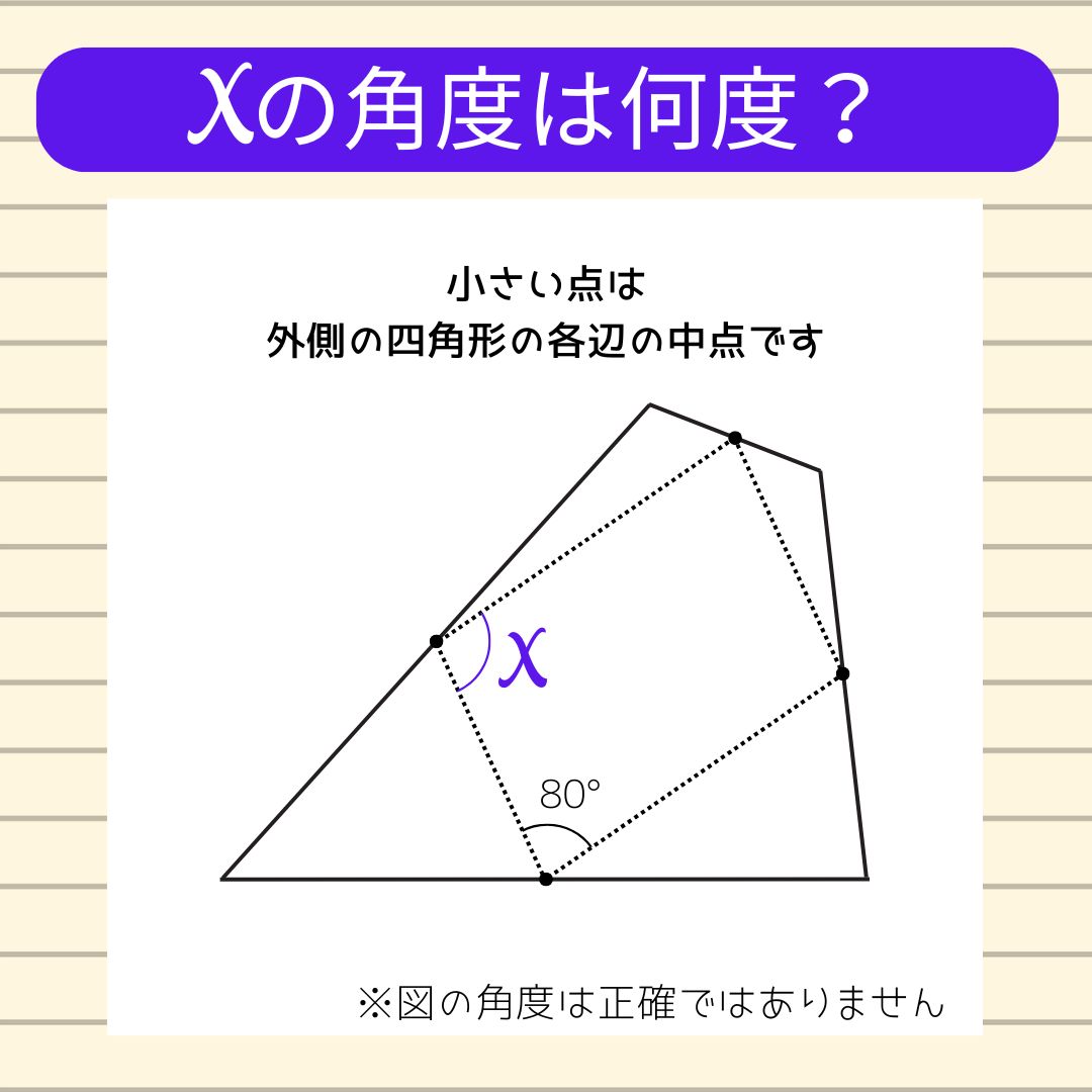 【角度当てクイズ Vol.2260】xの角度は何度？