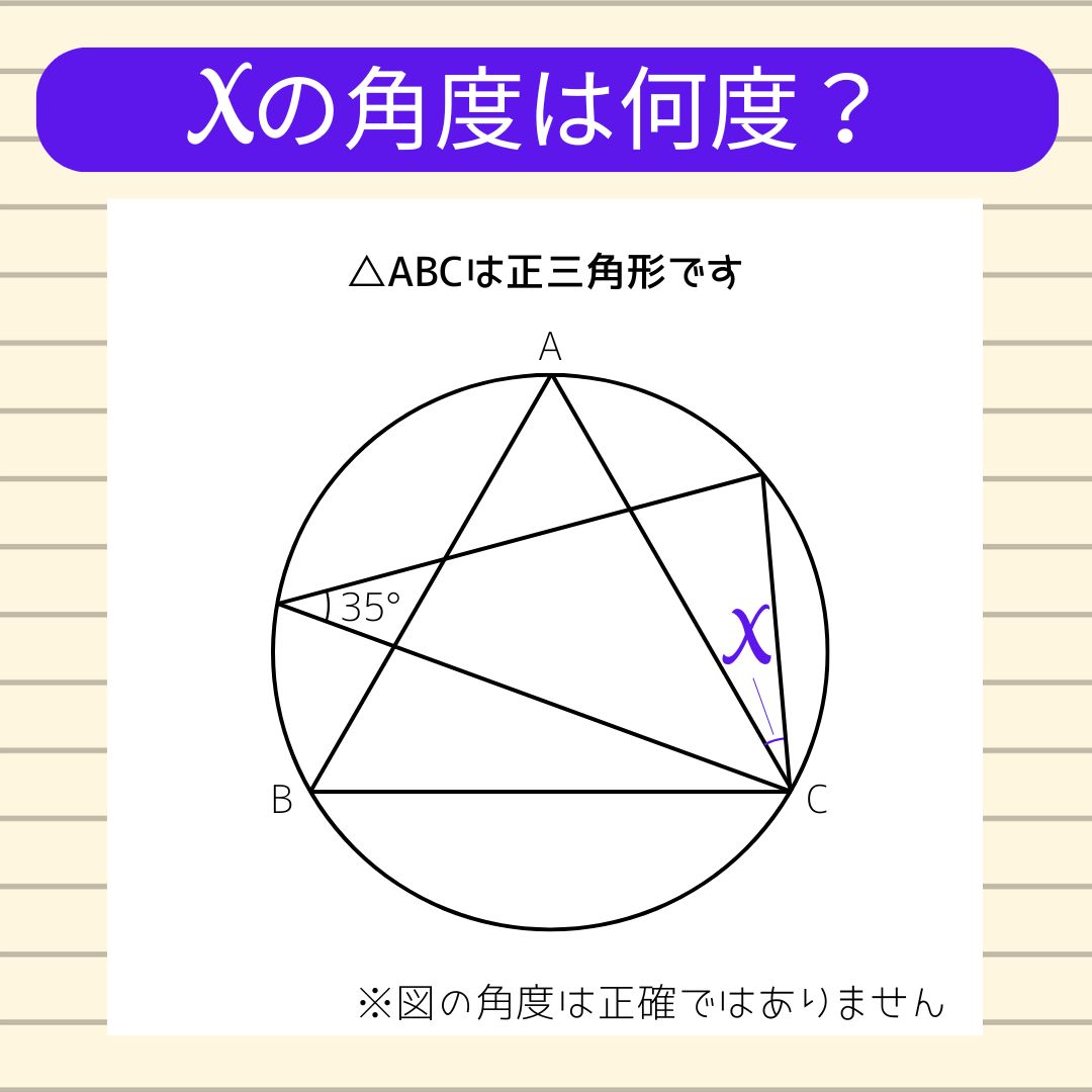 【角度当てクイズ Vol.1788】xの角度は何度？