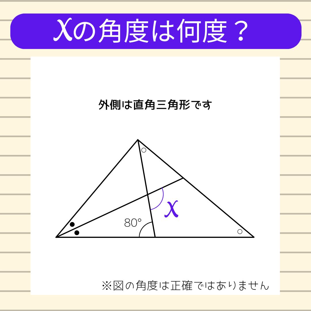 【角度当てクイズ Vol.1938】xの角度は何度？
