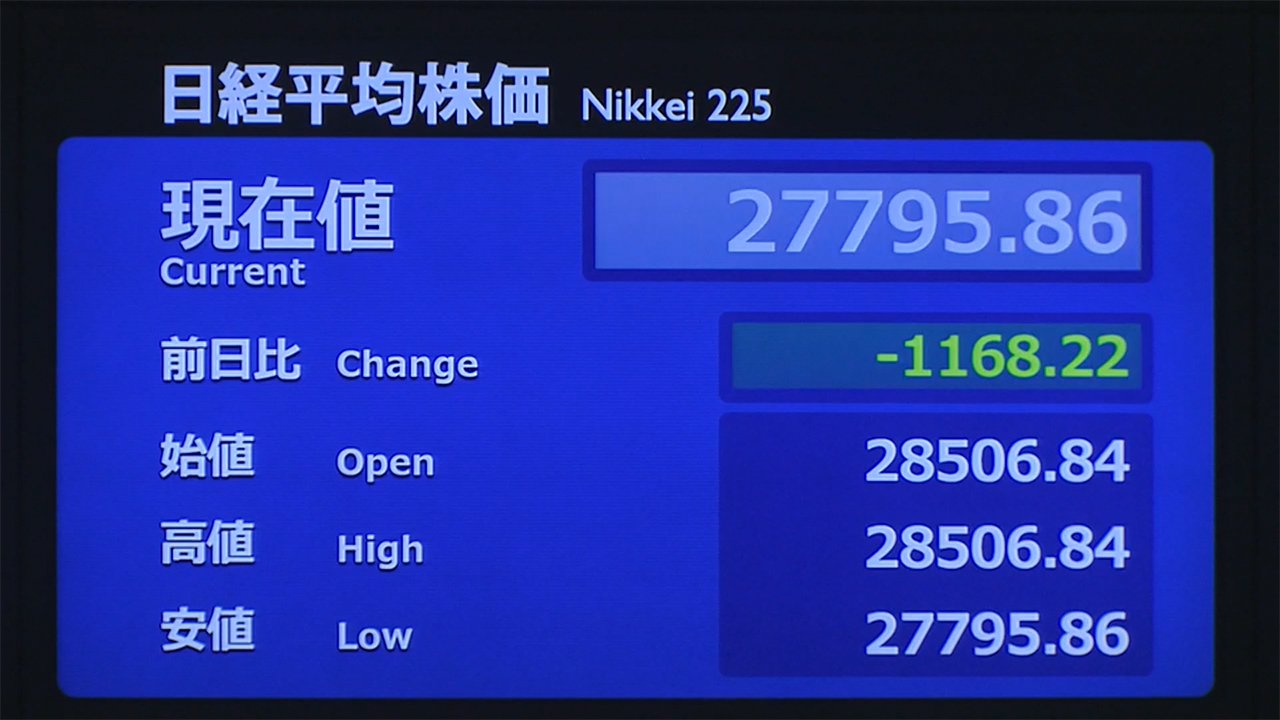 日経平均 一時1100円超値下がり 米の金利政策が影響 (2021年6月22 ...