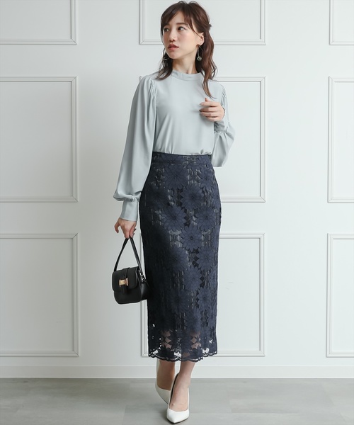 贅沢品-GRACE CONTINENTAL - フラワーレースタイトスカート