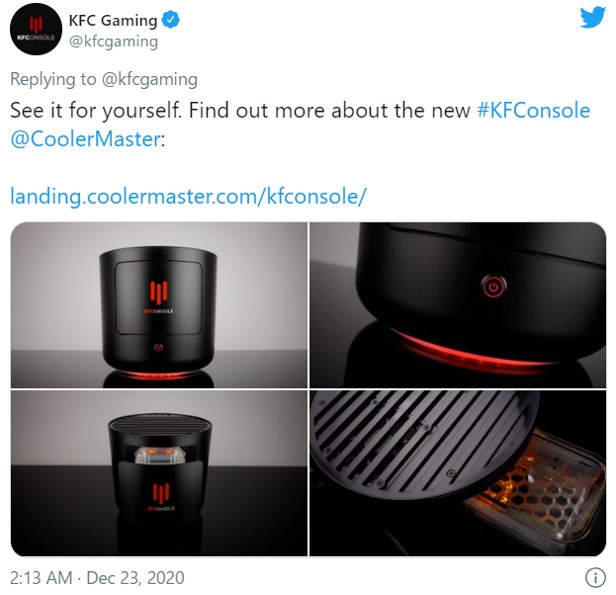 ケンタッキーフライドチキンがゲーム機 Kfconsole を発表 エアフライヤーにしか見えない サイバーパンク77 もまともに動きますか 年12月23日 エキサイトニュース