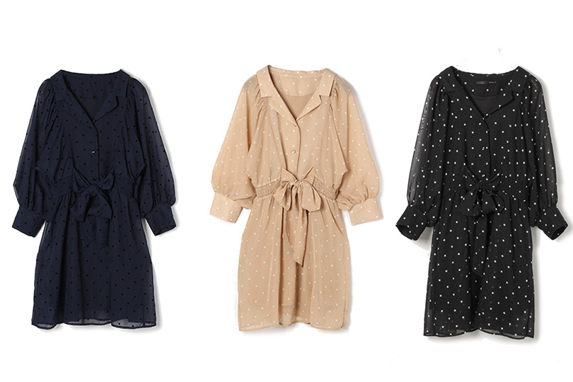 Dream Amiが着こなす 春マリンなドット柄ワンピース ローリエプレス