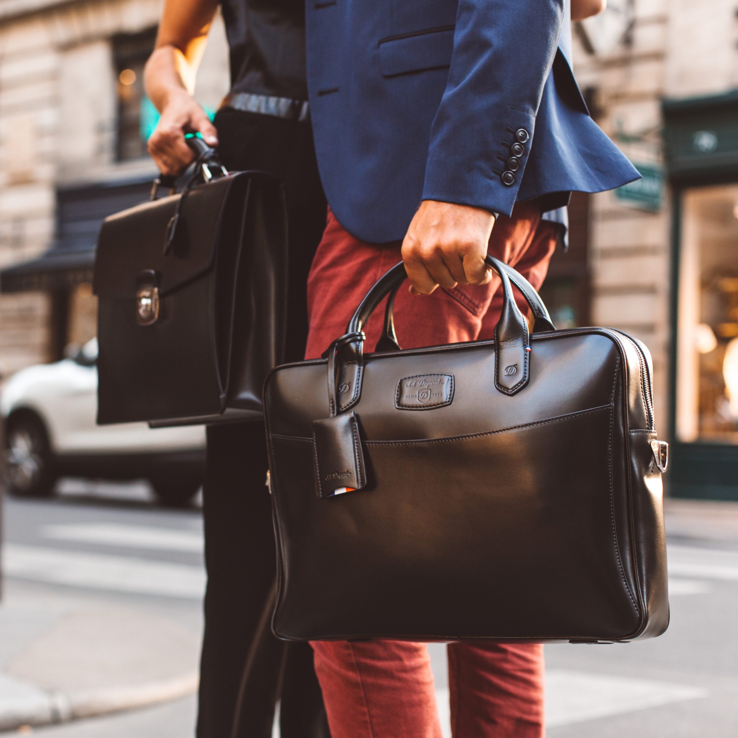 定価17万 エステーデュポン クロコ型押し ビジネスバッグ ブリーフ