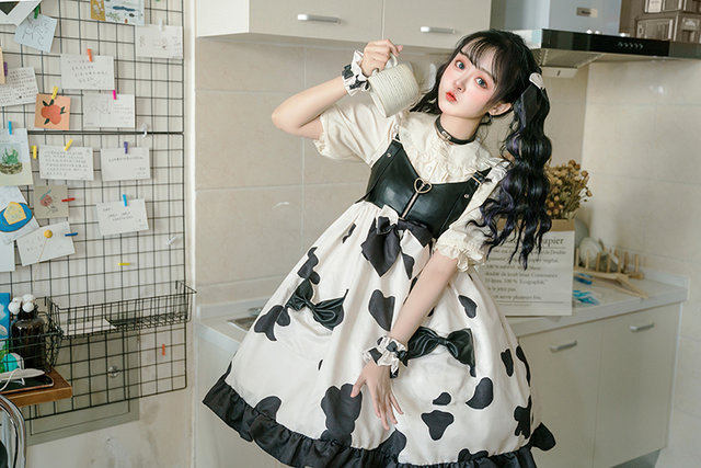 中国ブランド ロリィタ服 フルセット 白× 黒 新品未開封 中国ブランド