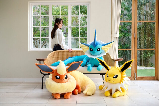 ポケモン』イーブイとその進化形たちの「等身大ぬいぐるみ」が受注販売