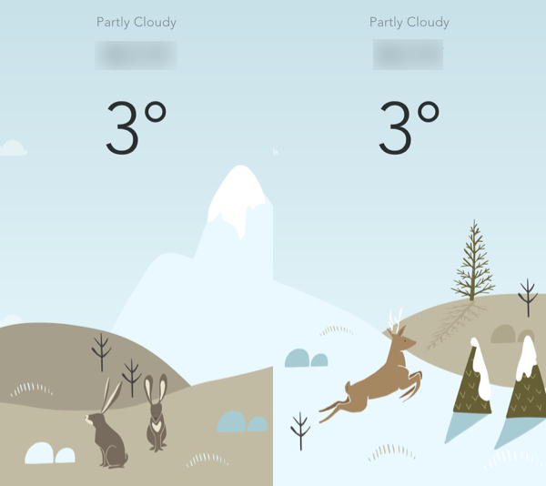 ほっこりする 動物のいるキュートなイラストで癒されるお天気アプリ Wild Weather 16年1月30日 エキサイトニュース
