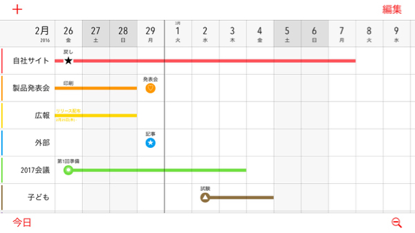 ガントチャートみたい 複数のスケジュールが見やすい無料カレンダー Grid Calendar 16年2月23日 エキサイトニュース