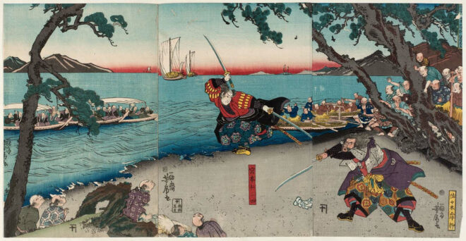 【稀品】◆宮本武蔵（武州）短冊『吊蒐競渡舩』◆検） 佐々木小次郎 巌流島 稀品】◇宮本武蔵（武州）短冊『吊蒐競渡舩』◇検） 佐々木小次郎 巌流