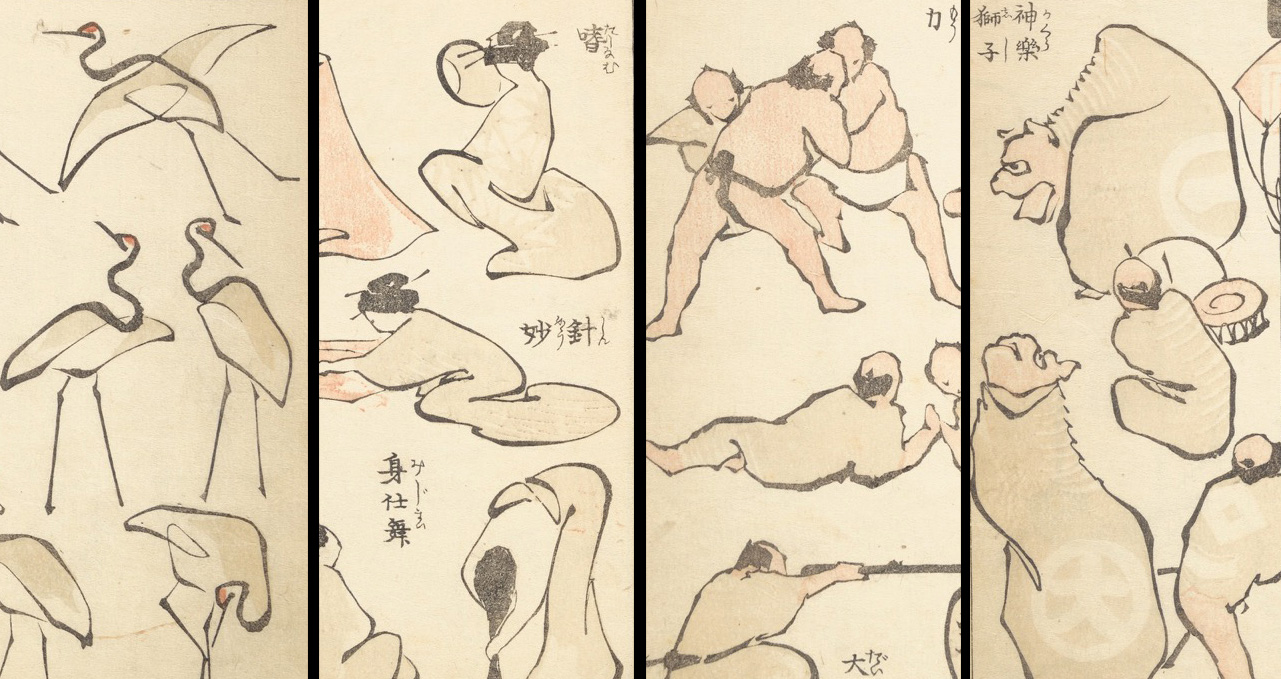 天才絵師の一筆書き！葛飾北斎が一筆書きの指南として描いたスケッチ