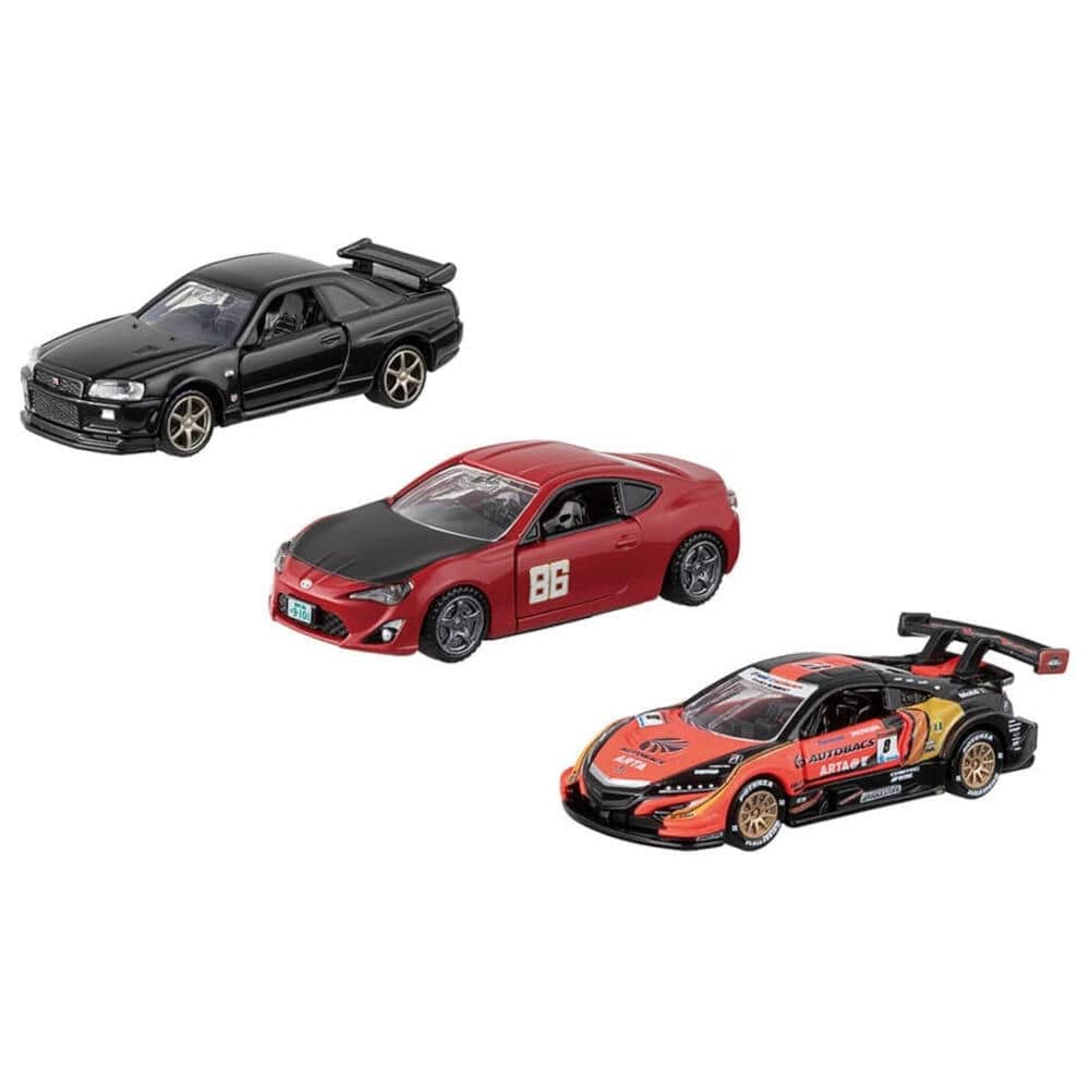 トミカプレミアム」10周年 3シリーズから1車種ずつをセレクトした記念
